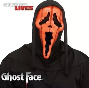 Licensed Halloween Fancy Dress Pumpkin Ghost Face Mask with Hood Scream New p - Picture 1 of 5