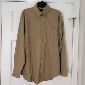 Tommy Hilfiger Men’s 80's 2 Ply Fabric Khaki Dress Shirt Sz Large Y2K - Picture 1 of 7