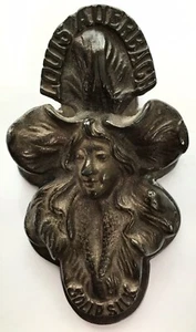 1918 Cast Iron Louis Auerbach “Solid Silk” Scarves Paper Clip Wall Advertising - Picture 1 of 6