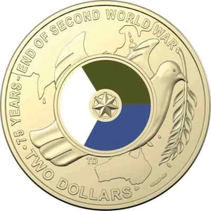 75 Años Fin de la Segunda Guerra Mundial Segunda Guerra Mundial 2020 75 Aniversario Moneda de 2 Dólares CIRC - Imagen 1 de 12