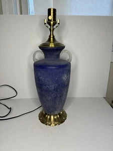 Art Glass Blue Glass Lamp / No Shade / Beautiful / Works! See Pics / Romanian? - Picture 1 of 22
