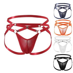 Slip bikini uomo intimo lingerie scavato vedi attraverso spalline incrociate perizoma - Foto 1 di 15