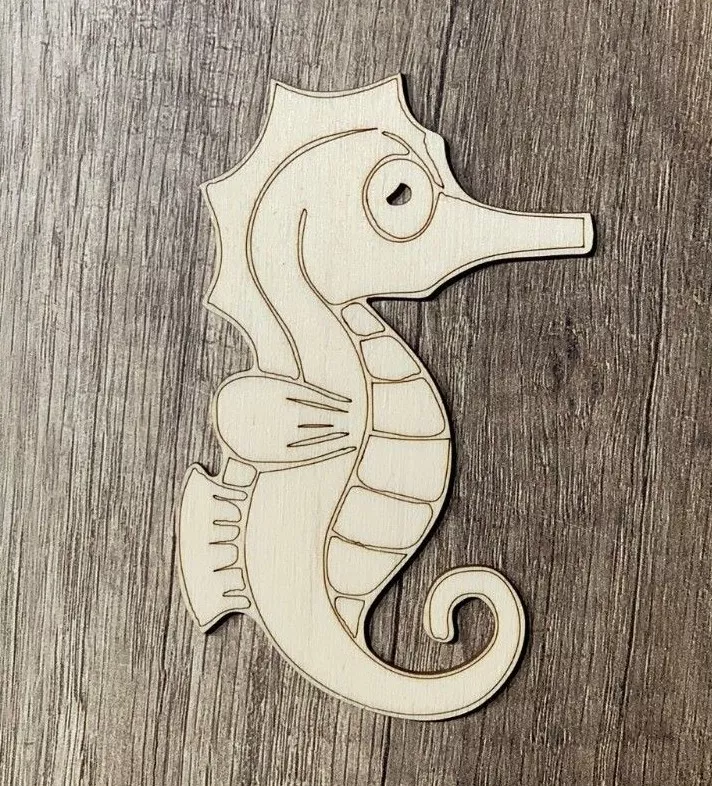 Seepferd See Pferdchen Holz Bastelmaterial Bastelholz Basteln Malen 10 x 6,5 cm - Bild 1 von 1