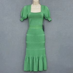 Eva Mendes NY & C Women Dress XS Petite Kelly Green Fitted Bodycon Preppy Fairy - Picture 1 of 18