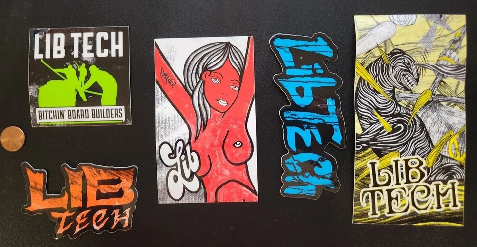 LIB TECH snowboard Jamie Lynn 2014 5 Pack Logo Stickers Flawless New Old Stock - Image 1 of 1