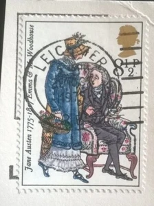 1x JANE AUSTEN EMMA & MR SG989 8.5P GB STAMP POSTMARK LEICESTER 29 OCT 1975 - Picture 1 of 2