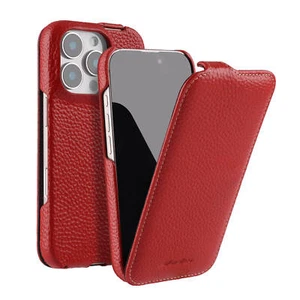 Vertical Magsafe Genuine Leather Ultra Thin Flip Case Cover fr iPhone 16 Pro Max - Picture 1 of 30