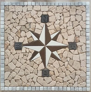 ROSONE MOSAICO "ANTICA ROMA" di marmo su rete anticato 60X60X1 cm COD. RUDL - Foto 1 di 3