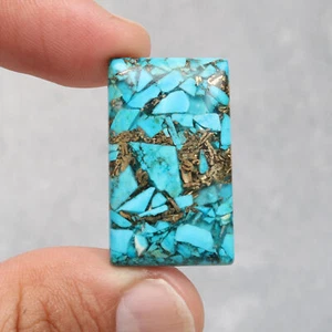 Natural Blue Copper Turquoise 30.6 Ct. Emerald Cabs Loose Gemstone Certified - Picture 1 of 6