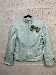 St John Aqua Baumwollblazer mit SJ Druck und Dekorschleifen (M) - Bild 1 von 7