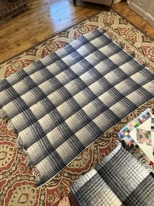Manta de Caballo Carmatex México De Colección Azul Marino Tostado Blanco Flecos a Cuadros Pesada Cálida - Imagen 1 de 4