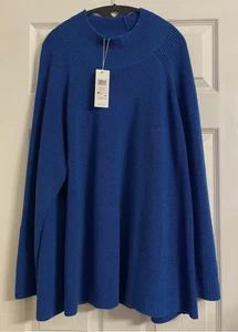 Nuevo con etiquetas $248 Eileen Fisher Lana Marina Cuello Tortuga Caja Top 1X - Imagen 1 de 4