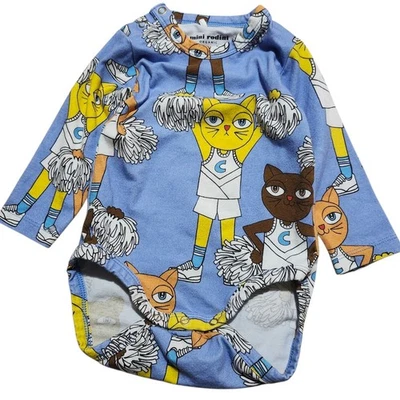 Mini Rodini Bodysuit Cheer Cats Cat Print Organic Cotton EU 56/62 US 0-3 Months - Bild 1 von 4