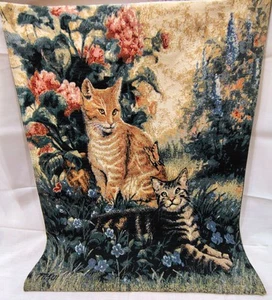 Vtg 1996 Tab Top Cat Tapestry With Hunter Green Reverse Side 26x 35 - Picture 1 of 6