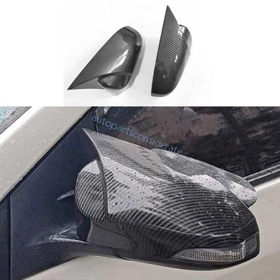Cubierta de tapa de espejo retrovisor bocina de buey de fibra de carbono para Toyota Corolla 2014-2019 2 piezas Foto 1 de 4