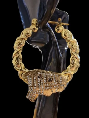 Gold Plated Gypsy Wagon Earrings,Romany Bling (Stainless Steel) Stones Encrusted - Image 1 of 2