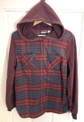 LL Bean Plaid Flannel Snap Button Hoodie Shirt Womens XL Reg 502842 Hiking - Image 1 of 4