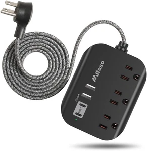 Cruise Ship Essentials - Power Strip with USB, Mountable Flat Plug Power Strip - Picture 1 of 8