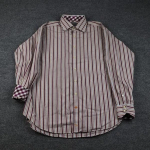 Thomas Dean Hemd Herren 2XL Lila Streifen Baumwolle Kontrast Bündchen Kleid Freizeit - Bild 1 von 11