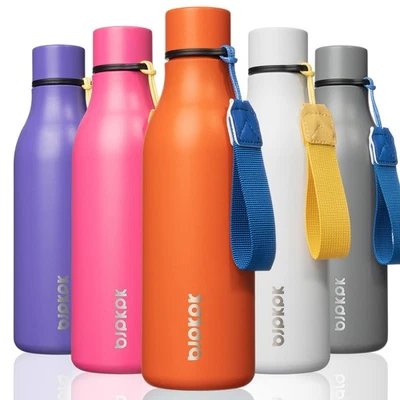 Botellas de agua aisladas BJPKPK botella de agua de metal de acero inoxidable de 18 oz con... Foto 1 de 4