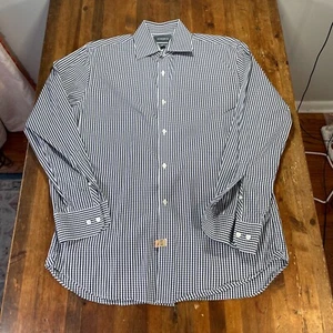 Bonobos Shirt Mens 16 34 White Blue Check Button Up Stretch Performance Preppy - Picture 1 of 12