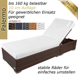 Sonnenliege Gartenliege Liege Liegestuhl Rattanliege Polyrattan Rattan Braun - Bild 1 von 10