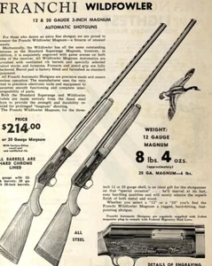 Franchi Wildfowler 12g 20g anuncios de revista escopeta anuncio impreso original 1961 - Imagen 1 de 2