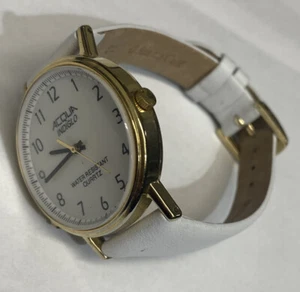 Acqua By Timex Women’s Watch White Leather Band New Battery Nice Condition - Picture 1 of 10