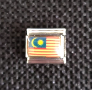 NATIONAL FLAG OF MALAYSIA Italian Charm Link Stainless Steel Enamel 9mm - Picture 1 of 2