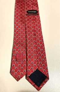 New unused CHANEL tie coco mark logo silk floral pattern Red from JAPAN - Picture 1 of 10