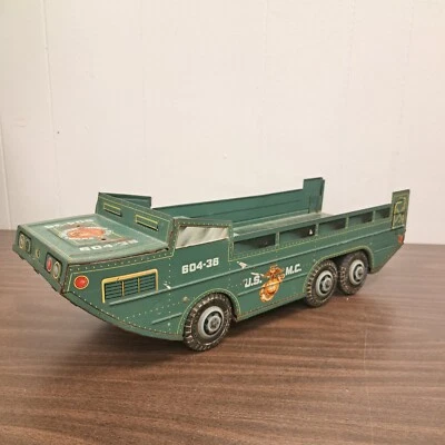 Giocattolo Vintage 20,5” Marx Lumar Acciaio Pressato US-MC Anfibio Marine Truop Hauler - Immagine 1 di 4