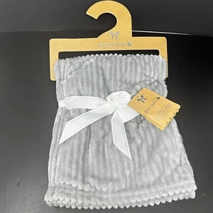 Mon Lapin Gray Ribbed Baby Blanket 30 x 40 Soft Velvet Velour Security Lovey NWT - Picture 1 of 5