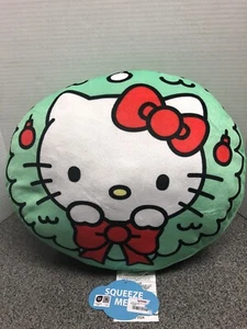 Hello Kitty Sanrio Christmas Wreath 12” Travel Pillow Cloud NEW Soft Cushy - Picture 1 of 4