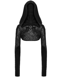 Punk Rave Womens Post Apocalyptic Techwear Gothic Hooded Bolero Top - Picture 1 of 12