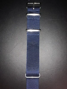 Night Blue G10 NATO strap, brushed buckle and loops - Width : 20 mm - Picture 1 of 6