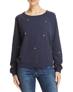 Women's Honey Punch Embroidered Star Sweatshirt, Size Small - Navy  - Picture 1 of 1