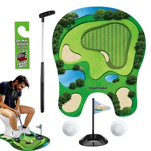 Toilet Golf Game Set - Practice Mini Golf In Restroom Bathroom Funny Gag Gifts - Foto 1 di 12