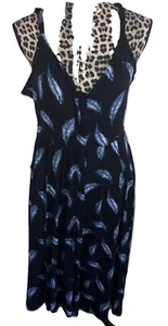 Torrid Kleid Gr. 1 super weich blau Feder Print Spaghetti NEU Maxi Taschen - Bild 1 von 5
