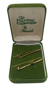 [2] VTG The Fairway Collection by Triumph Golf Tie Pins, Gold Tone + Rhinestone - Picture 1 of 6
