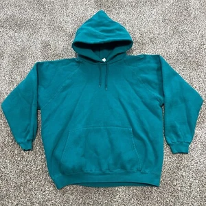 Felpa con cappuccio vuota vintage anni 80 Adidas uomo grande blu boxy vestibilità rilassata made in USA pile - Foto 1 di 7