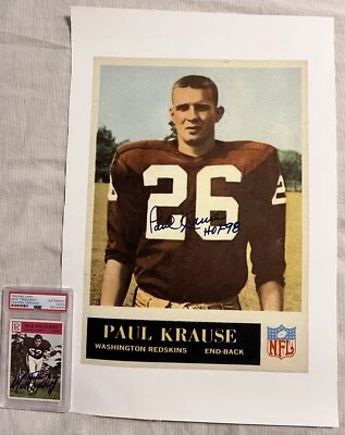 Paul Krause Signed Enlarged Canvas Rookie 1965 Philadelphia Minnesota Vikings - Image 1 of 2