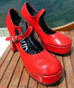 VINTAGE Boho 1960s-70s Original RARE Mabs CITYGIRL Leather Platforms Sz 7 B - Picture 1 of 15