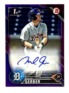 2016 Bowman Chrome Purple Mike Gerber RC Auto /250 Detroit Tigers - Picture 1 of 2