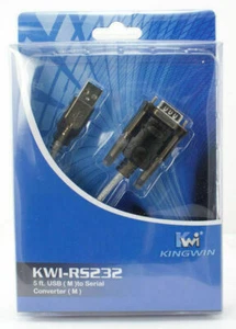New Kingwin 5 foot USB to Serial Converter 9 pin DB9 RS232 Plug & Play Priority - Picture 1 of 3