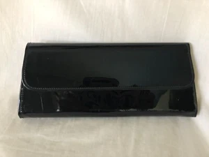 Vintage Clutch - Black Patent Leather, Zipper interior compartment, Snap closure - Picture 1 of 9