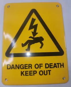 Vintage Todesgefahr Emailschild 5 x 3 3/4 - Bild 1 von 3