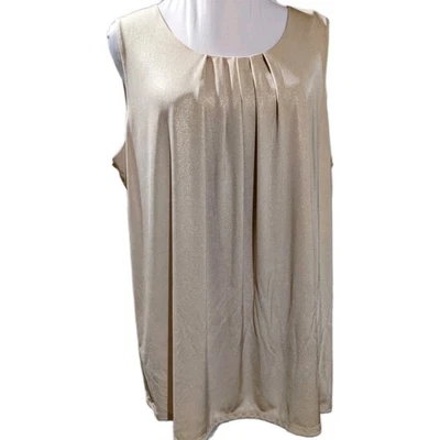 Camiseta sin mangas Chico para mujer talla 3 XL Travelers brillante elástica plisada cami Foto 1 de 4