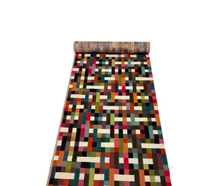 DESIGNER ABSTRACT MOMENT MULTI GEOMETRIC VELVET EXCLUSIVE FABRIC 3 YARDS 25"WIDE - Picture 1 of 5