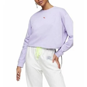 Topshop Women's Long Sleeve Purple Chili Pepper Crop Sweatshirt Size 4 MSRP $45 - Picture 1 of 5