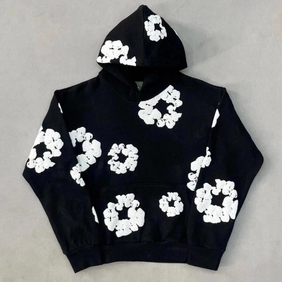 Черная джинсовая толстовка с капюшоном Tears большая с бирками новая быстрая доставка - Изображение 1 из 4